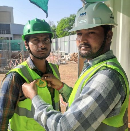 Workers tying reinforcement