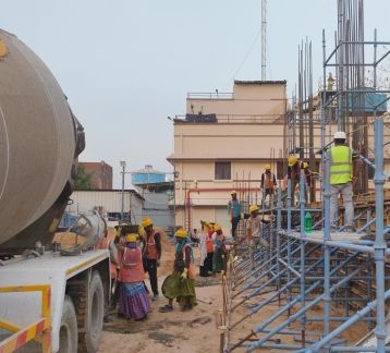 Site team on structure