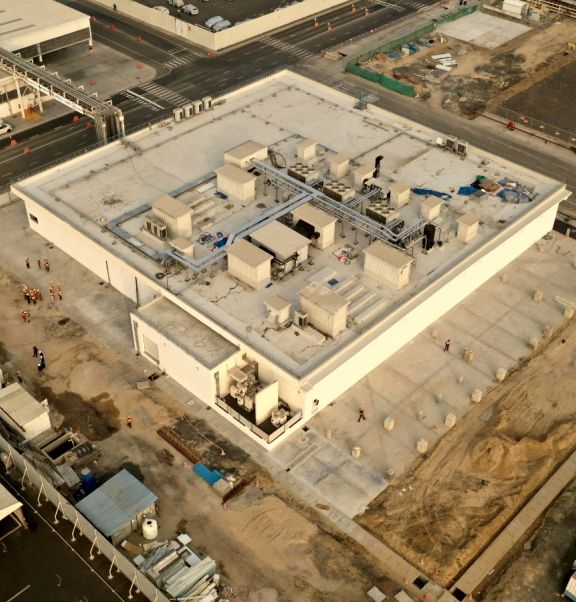 Aerial view of QA lab structure